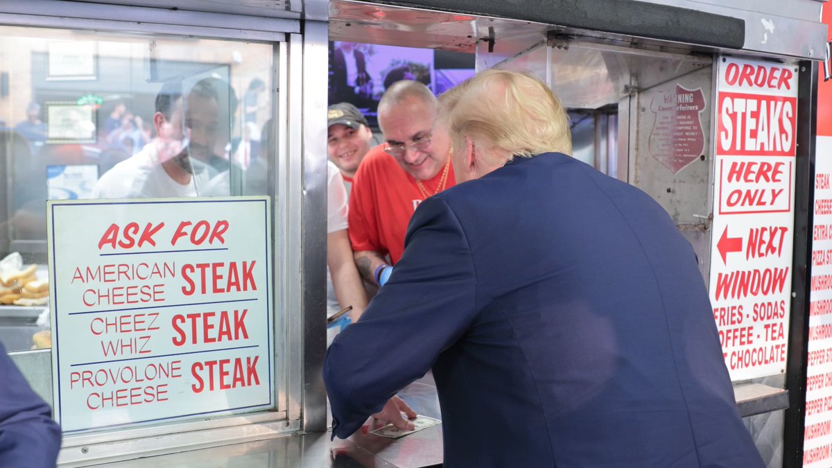 President Trump stopped by Pat’s King of Steaks in Philadelphia, Pennsylvania!