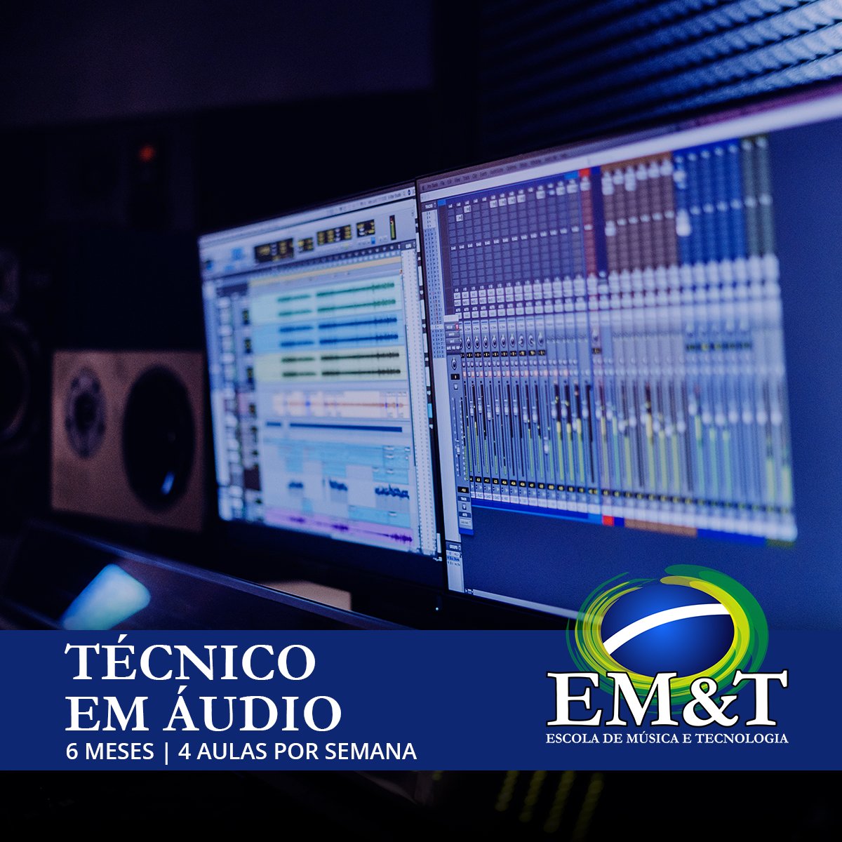 Uma imersão completa de 6 meses no mundo do áudio e da produção musical. O curso é presencial.  emt.com.br/producao/#tecn…