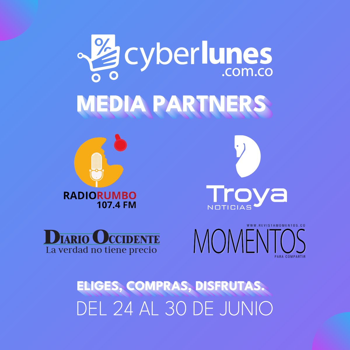 Agradecemos a todos los Media Partners por el apoyo en este evento y a todas las personas que confían en las iniciativas de la CCCE. Peroo... Espera no nos estamos despidiendo, aún quedan un par de horas para que aproveches los precios de cyberlunes aquí: cyberlunes.com.co