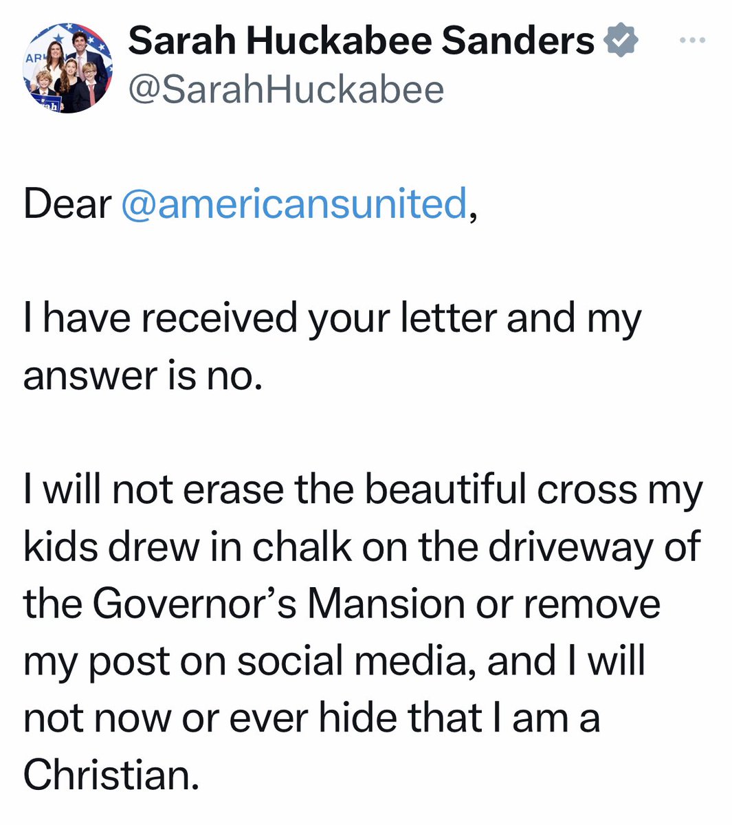 thetrueshelby's tweet photo. How fucked up do you have to be to use your own kids for performative political bullshit? @SarahHuckabee https://t.co/iXtwEyv0Sm