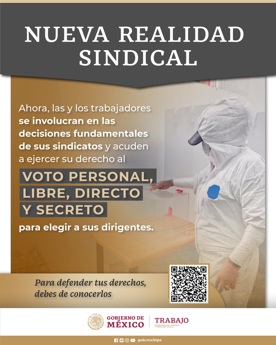 STPS_mx's tweet photo. La democracia sindical le devuelve el poder a las y los trabajadores mediante su voto.

Para cualquier aclaración, contacta al @Centrofcrl:

☎️55 8874 8696
📲https://t.co/MNn4yjs5cM

#NuevaRealidadSindical https://t.co/6o1oboOtz2