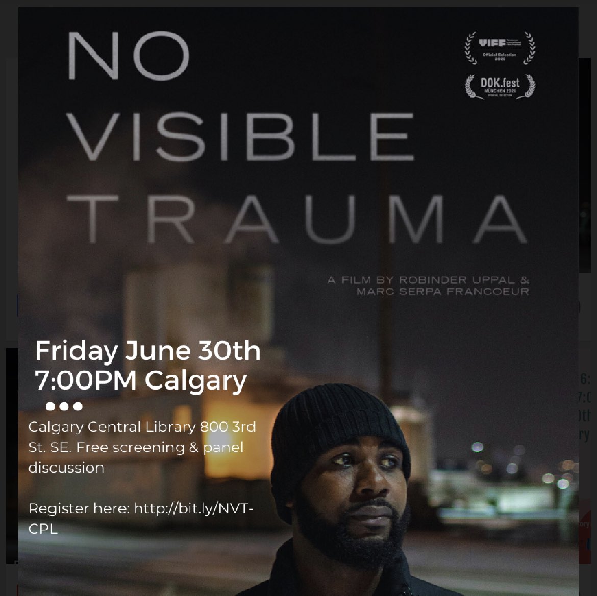 Honoured to again be a panelist at a screening of No Visible Trauma.

This @losttimemedia production examines the use of police violence within the Calgary Police Service.

I highly recommend viewing this film.