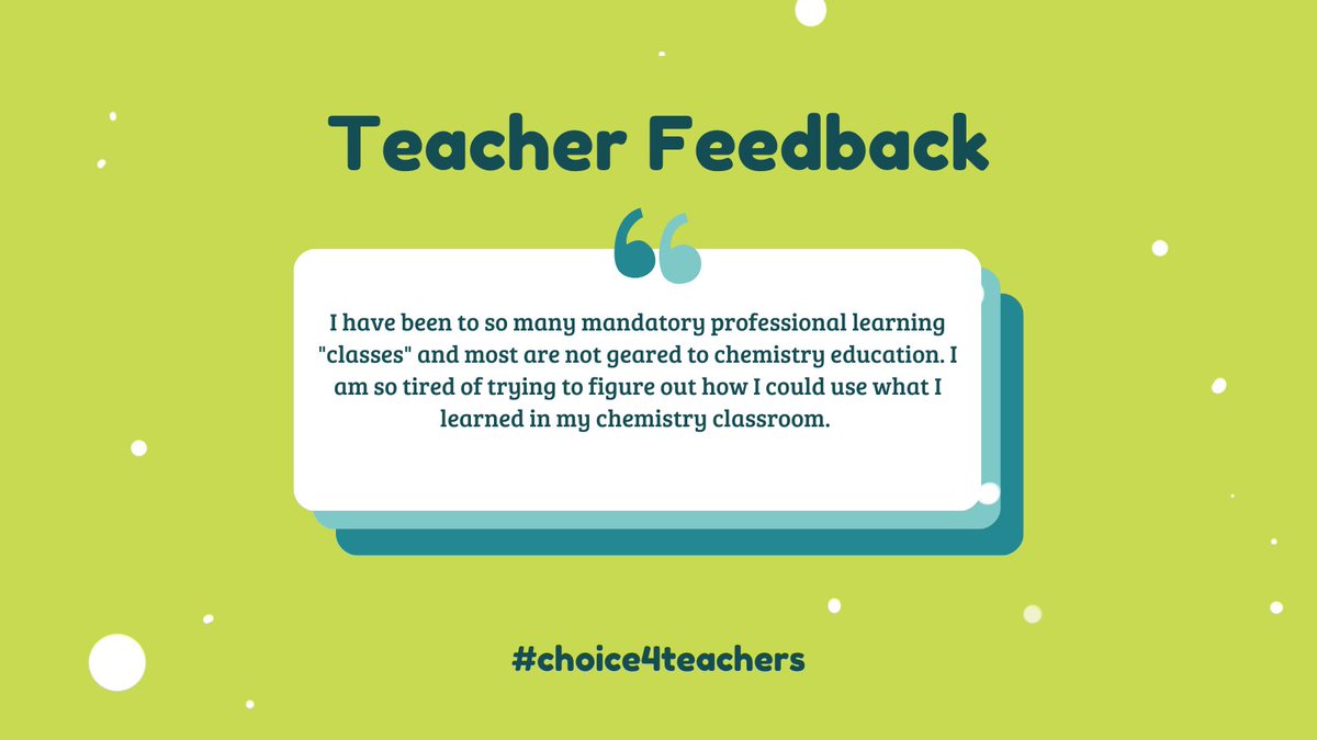 Many existing professional development efforts don’t include the relevant tools and materials needed to advance the skills and growth of every teacher - CHOICE seeks to connect teachers to PD and resources that do! #choice4teachers