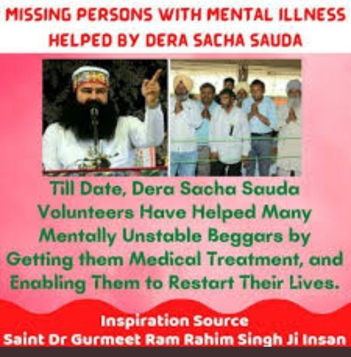 There are many mentally challenged people who roam on the streets & are homeless. Nobody ever cares in society. The volunteers take the responsibility of these persons, look after them & reunite them to their families with the guidance of Saint Gurmeet Ram Rahim Ji.
#TrueLife