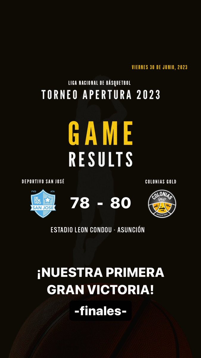 coloniasgold's tweet photo. NUESTRA PRIMERA VICTORIA! 💛🖤

⚡️¡Vamos por mucho más! ⚡️

San José 78  -  80 COLONIAS GOLD https://t.co/RfBTpYD6CW
