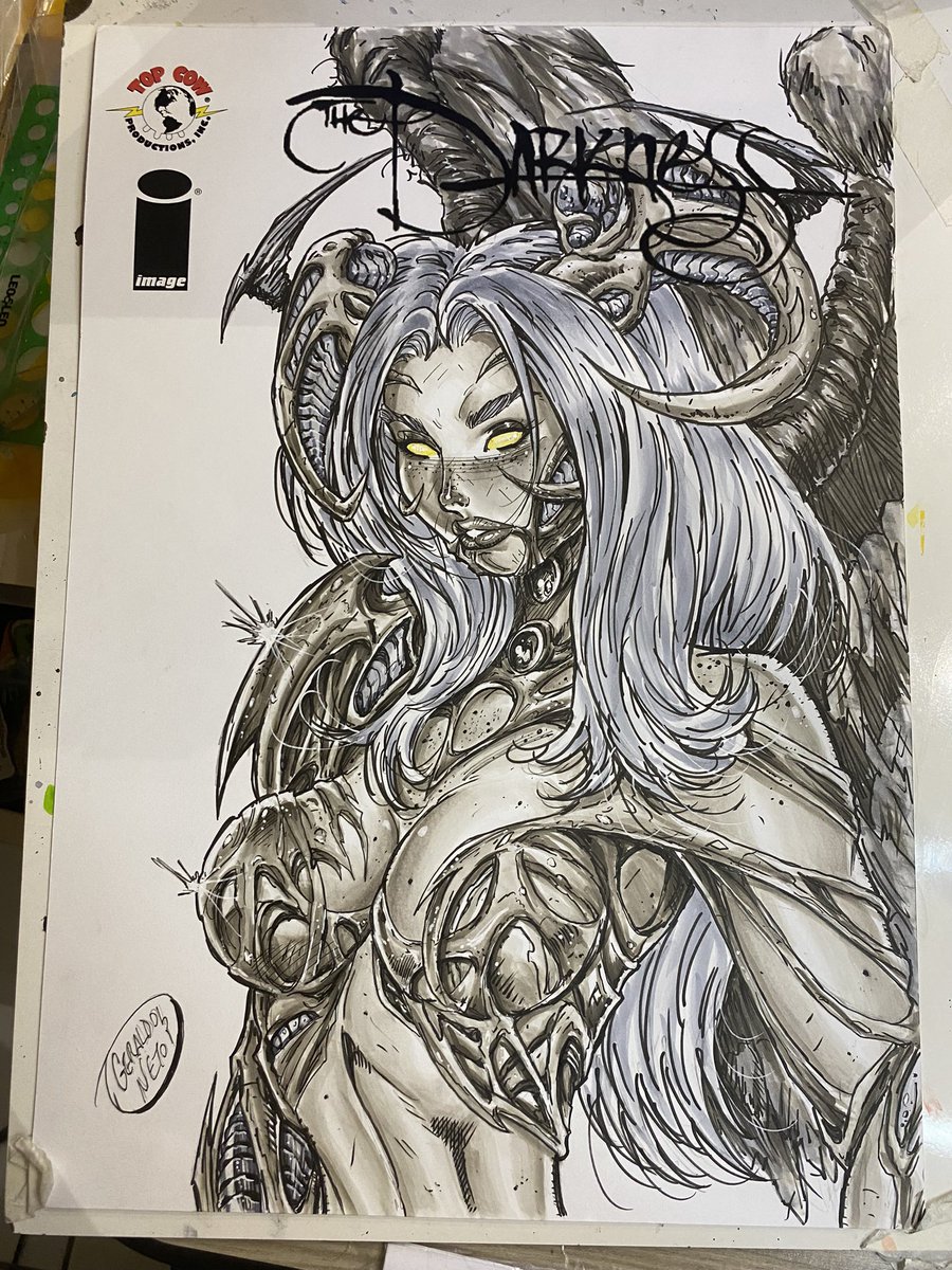 ANGELUS 💀💀💀💀💀💀 WIP .. AVAILABLE / FOR SALE / FOR SALE!! 11x17 (A3) SIZE .. #angelus #thedarkness #witchblade #topcowcomics #imagecomics #marcsilvestri #copic #copicmarkers #comics #artcomics #comicart