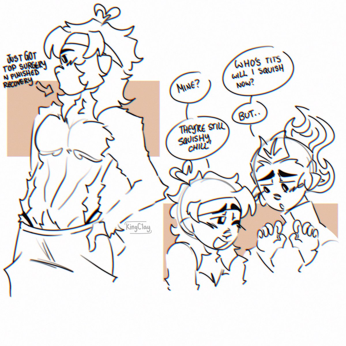 // slight suggestive dialogue 

mk with the swk circlet for top surgery scars is my favorite thing ever (pretend redson has his glasses)

[ #spicynoodles ]