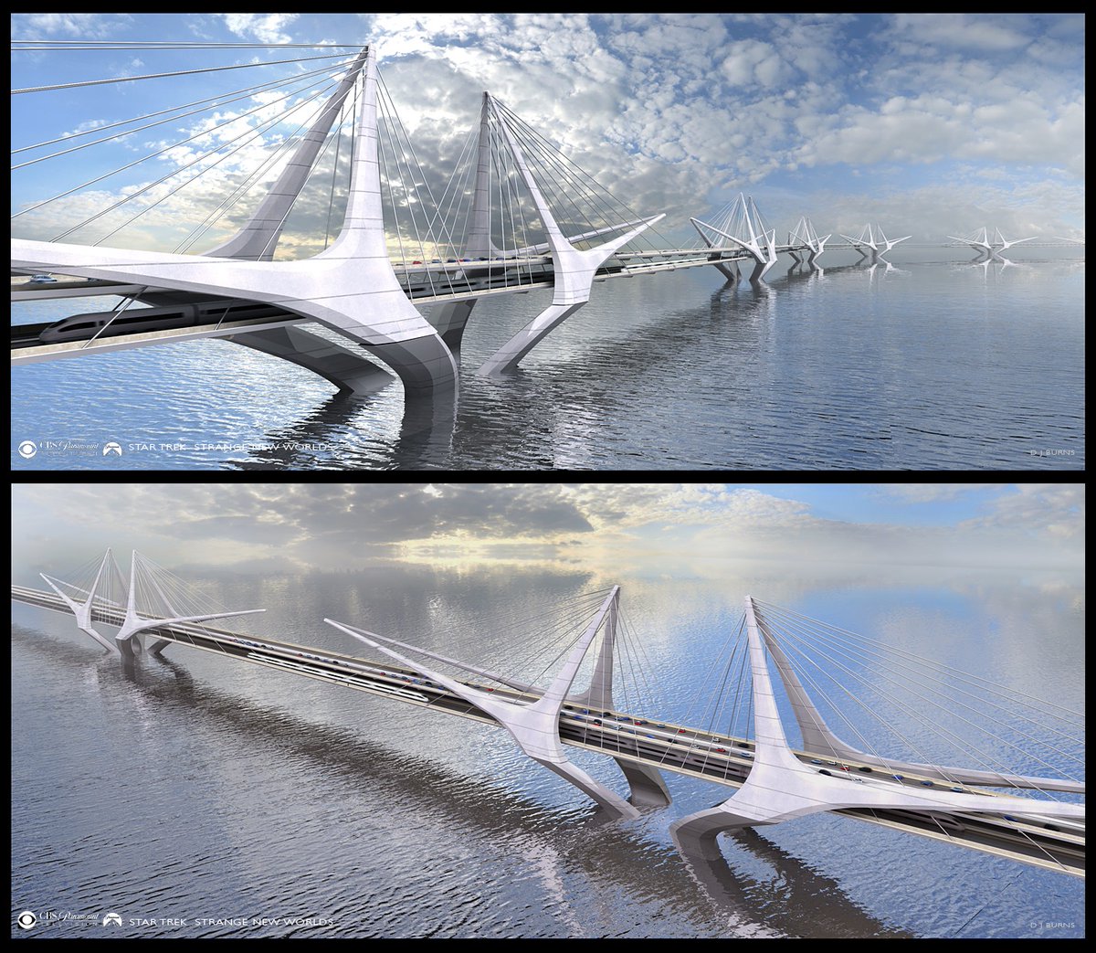 A couple of detail images for the Toronto-Niagara Bridge design, as seen in SNW's s2ep3 "Tomorrow and Tomorrow and Tomorrow."#StarTrekSNW #StrangeNewWorlds #StarTrekStrangeNewWorlds #StarTrek