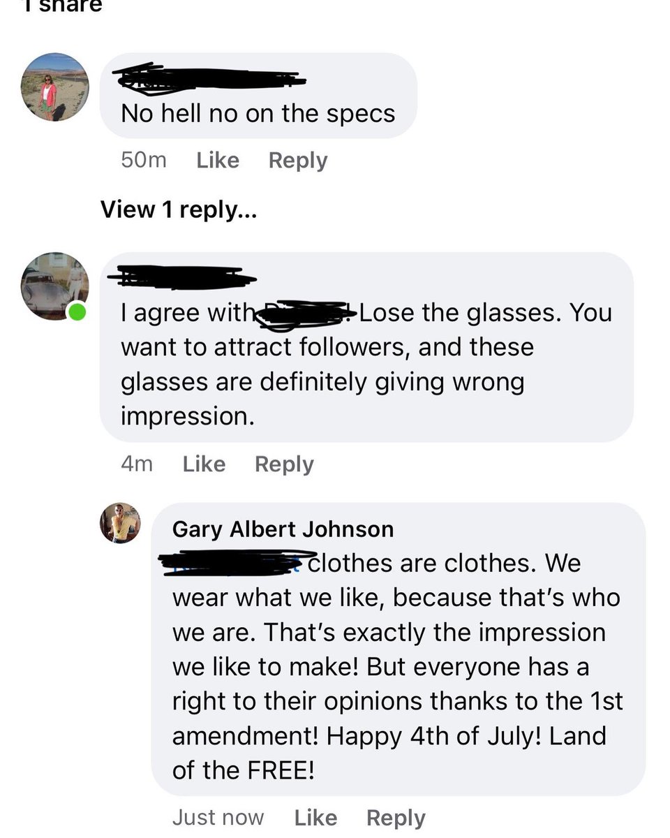 Someone just told my son not to wear women’s glasses in response to his performing a song on Facebook. William is 16. He’s got an album releasing soon. Why Will? On Spotify. He WILL wear whatever makes him feel his best! Period. #haterswillhate #clotheshavenogender #expressfreely