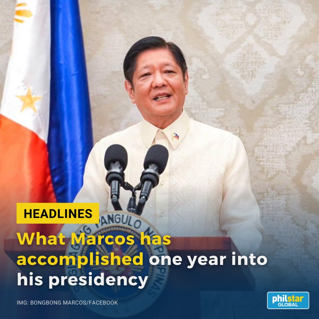 PhilstarNews's tweet image. Curious about what President Bongbong Marcos has accomplished one year into his presidency?

Here’s a rundown: philstar.com/headlines/2023…