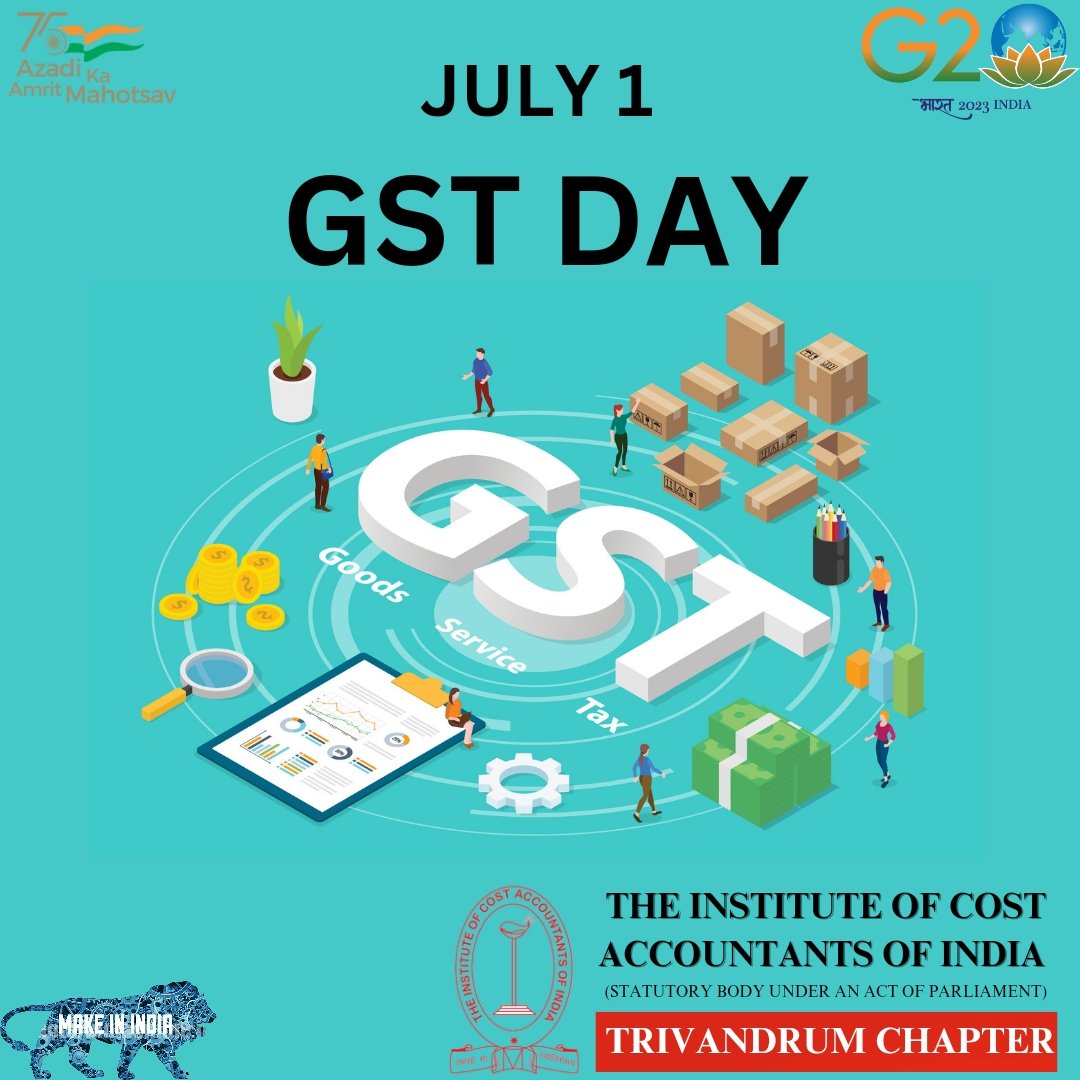 #gstday

01st July-Celebrating 6 years of GST

@narendramodi @nsitharaman @PiyushGoyal @FinMinIndia @cbic_india @CMAVijender9 @CMAPappan
@CMAPranavjayan

#gst #gstday #goodsandservicetax #cma #icmai #cmatrivandrumchapter #costaccountant #cmaprofession #costandmanagementaccountant