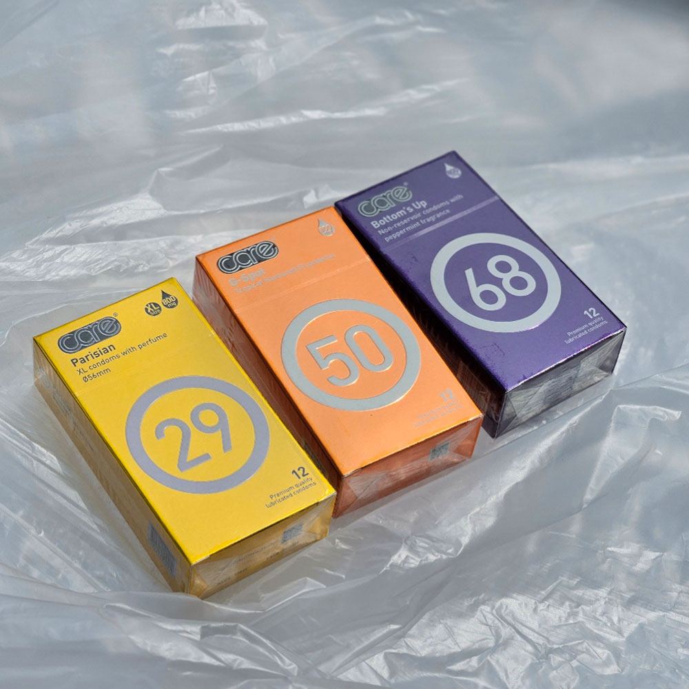 향기 좋은 케어콘돔 라인업 3종 추가!
케어 29 파리지엔 (라지 콘돔, 퍼퓸향) / 케어 50 지스팟 (도트&amp;립 돌출, 트로피칼향) / 케어 68 바텀업 (애널플레이 추천 무꼭지 콘돔, 민트향)

케어 콘돔 전 제품 보기 : alcondalcon.com/product/list.h…
