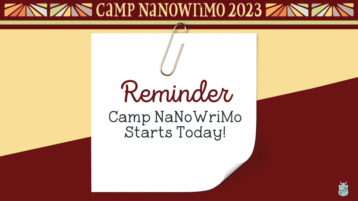 It's go time, writers! If you haven't officially set your goal, now's the time to do that. Here's how: nanowrimo.org/what-is-camp-n…

What will you be working on? In the comments, share details about your project and your profile username (if you're looking for writing buddies).