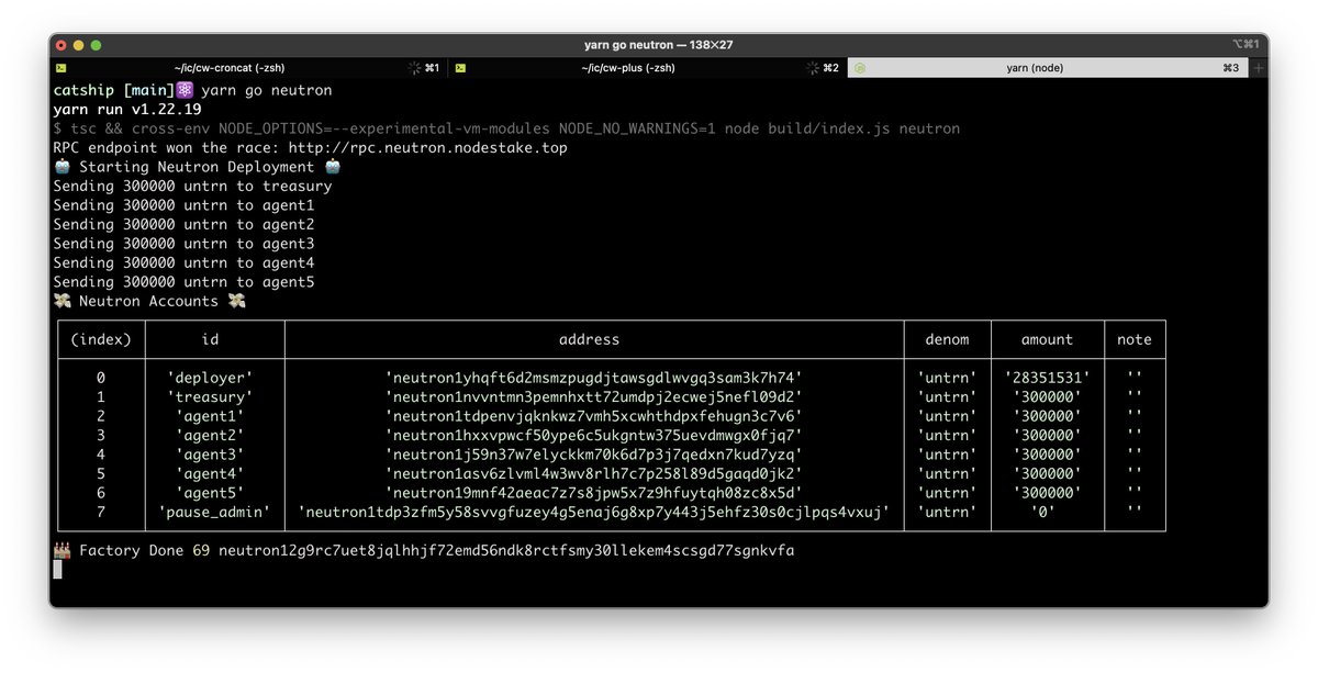 Mike Purvis 🛡️𖤐 mike.near (@mikedotexe) on Twitter photo too late
<a href="/croncats/">Cron.Cat | cat.stars croncats.osmo croncat.cosmos</a> factory deployed to Neutron mainnet and got it too late
<a href="/croncats/">Cron.Cat | cat.stars croncats.osmo croncat.cosmos</a> factory deployed to Neutron mainnet and got it