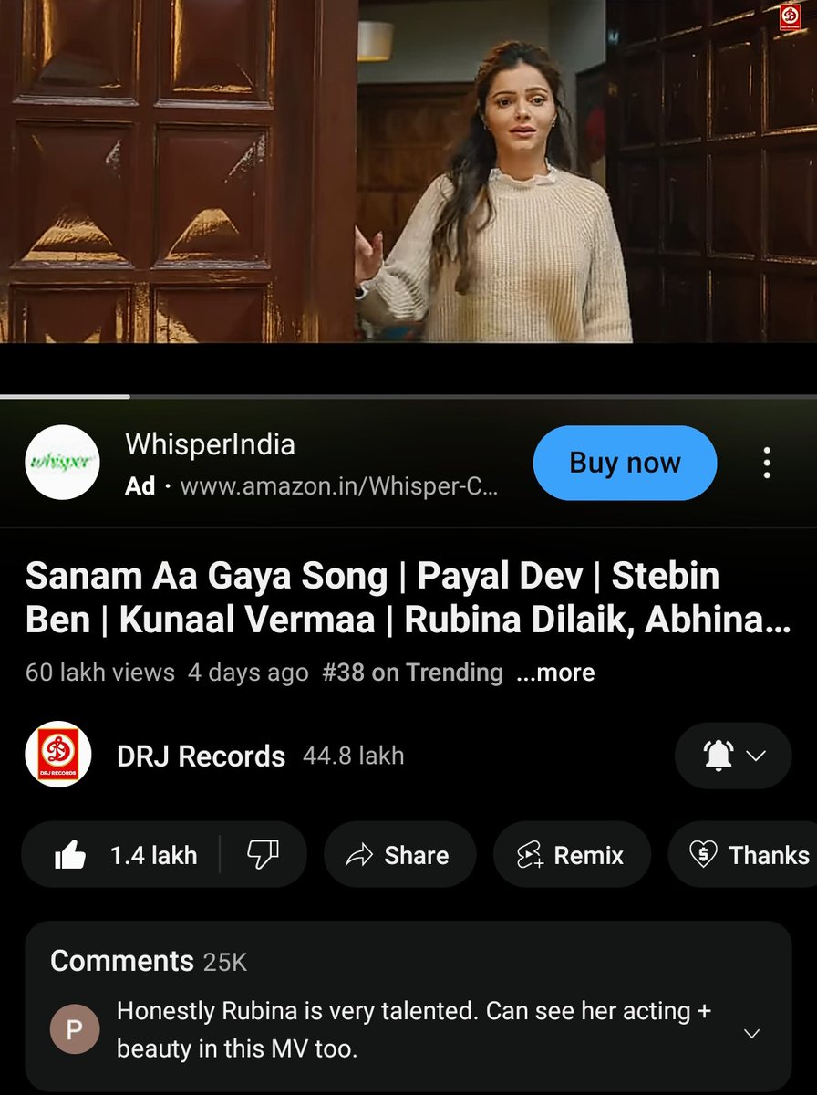 love_me_rubi's tweet photo. #RubinaDilaik #RubiHolics 
Congratulations all 🥳🥳
#SanamAaGaya has crossed 6M views 😍😍 https://t.co/SXAluvTUtX