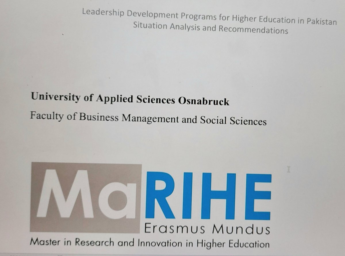 Submited my work on leadership development of HE. Exploring the national subject by discussing with international colleagues made me unlearn &amp; learn. 
I am grateful for this opportunity to explore the topic I strongly believe in. 
#erasmusmundus #Marihe #HigherEducation #Pakistan