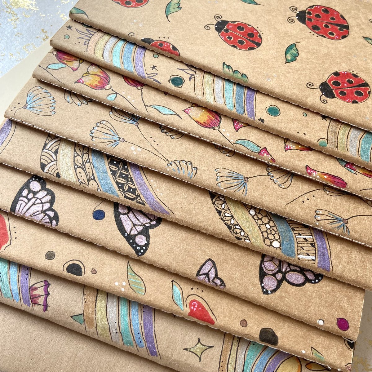 Lined, blank or dotted notebooks. 
All unique and illustrated by hand 🐝 

etsy.me/2TCi9qM #ukgiftam #ukgifthour #supportsmall