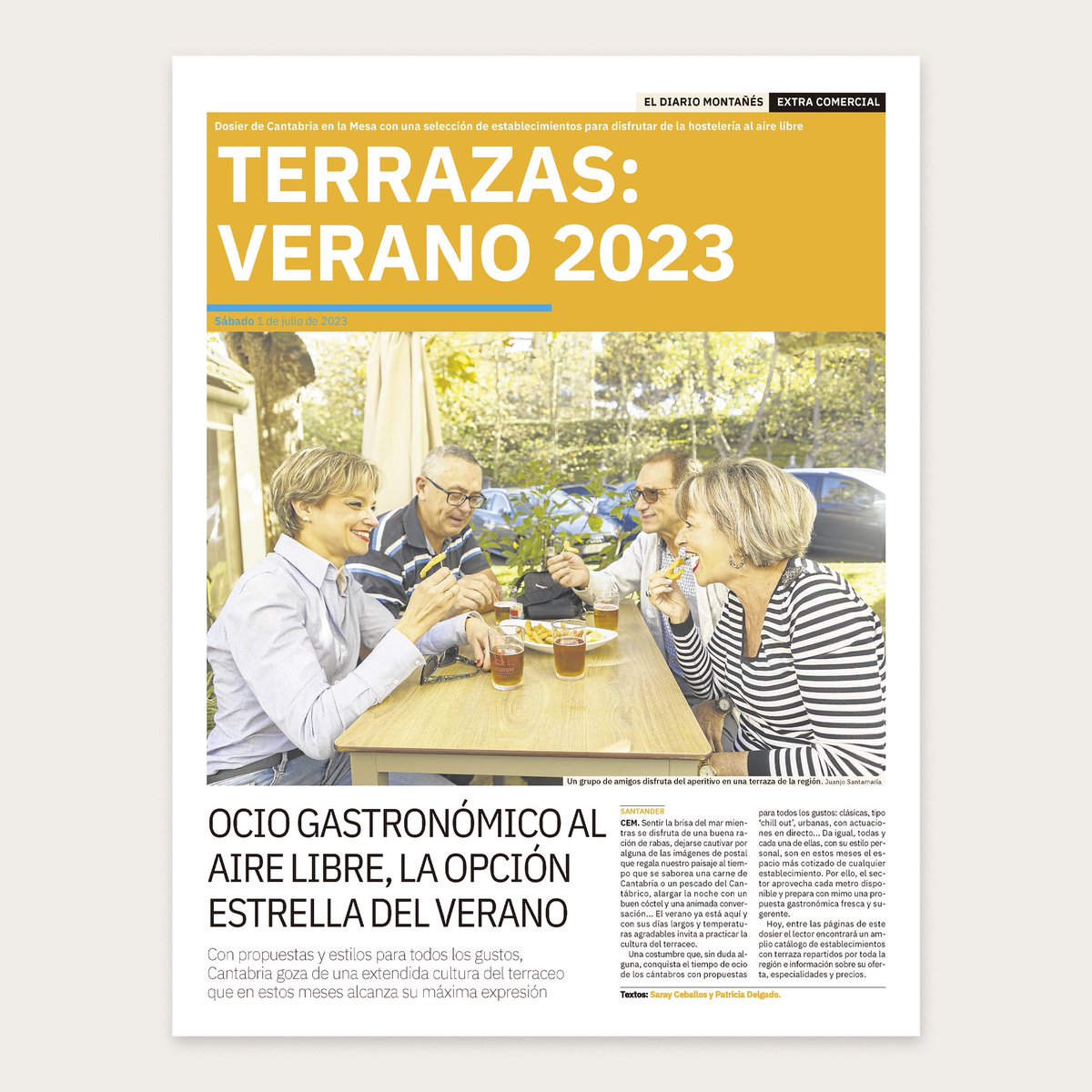 ￼
Hoy, con el #suplemento de 
#gastronomía y #agroalimentación de 
eldiariomontanes.es te ofrecemos un dosier especial 
dedicado a #terrazas donde disfrutar en #verano