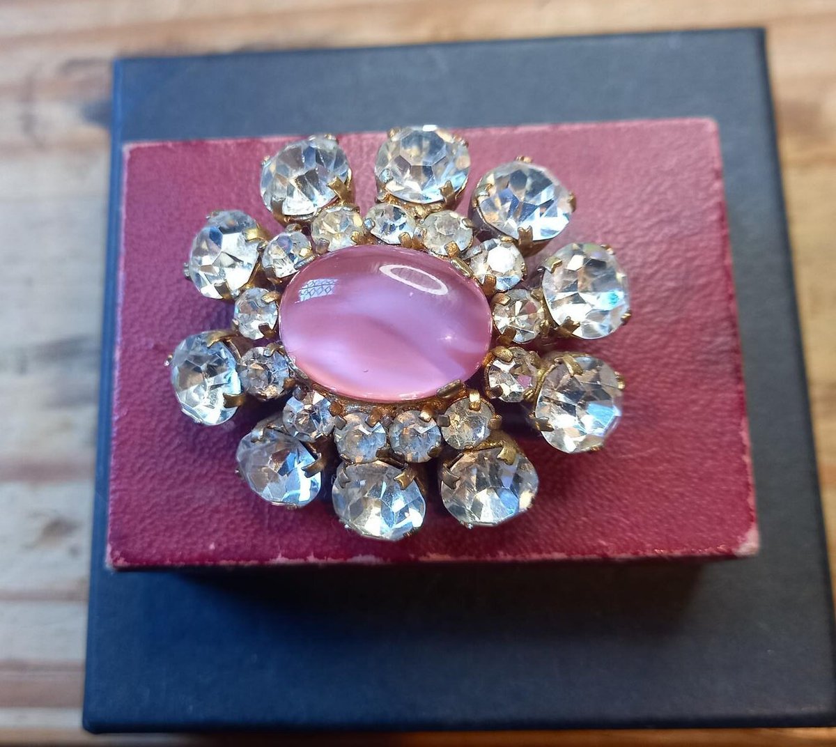 Excited to share the latest addition to my #etsy shop: VINTAGE CLEAR PASTE and pale pink moonstone glass brooch etsy.me/438TudY #women #antiquejewelsbyhelen