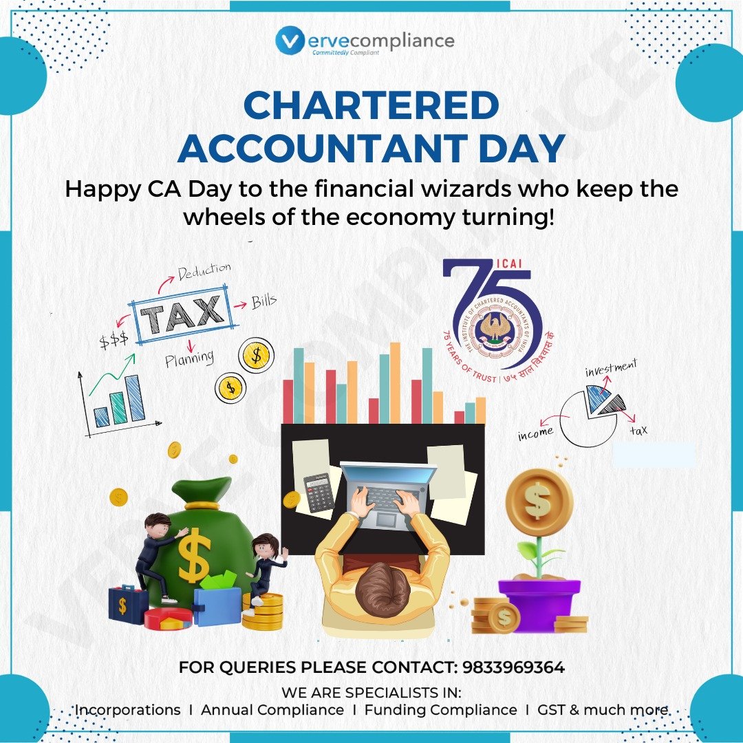 Happy CA Day to all the brilliant Chartered Accountants out there! 🎉✨ #CADay #CharteredAccountants #FinancialExperts #AccountingHeroes #FinancialWizardry #FinancePros #FinancialFuture #CACommunity #AccountingSkills #EthicalFinance #vervecompliance #committedlycompliant