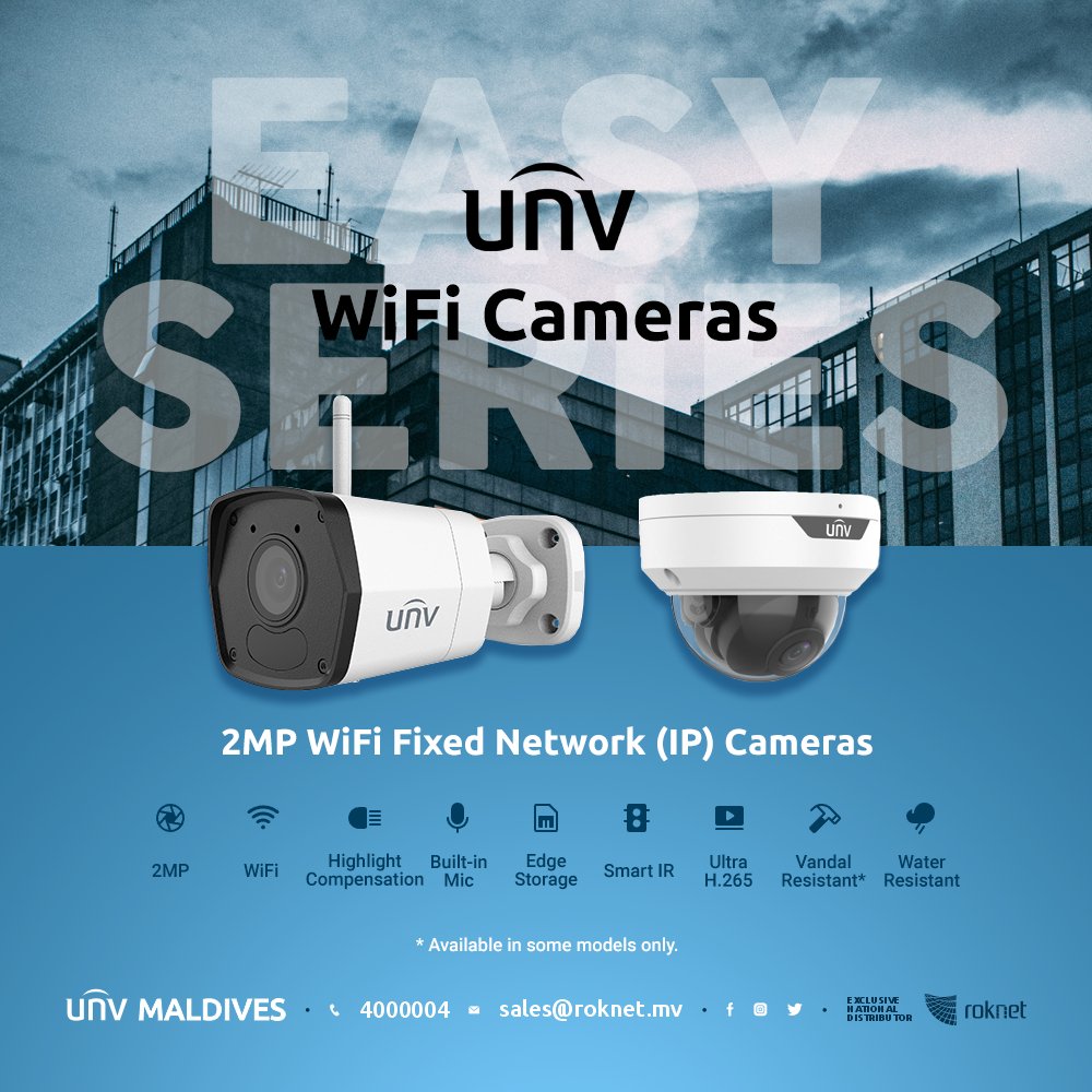 UniviewMaldives's tweet photo. UNV Easy Series - WiFi Fixed Network (IP) Cameras

Roknet - Exclusive National Distributor of UNV in Maldives

#Roknet #UNV #Uniview #UNVMaldives https://t.co/liruMM1sRn