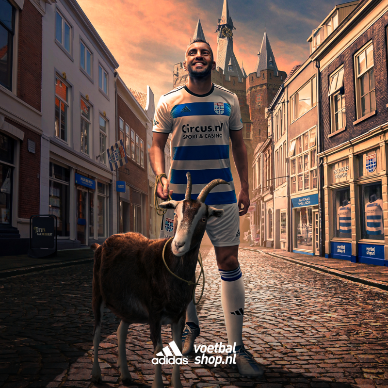 PECZwolle's tweet photo. Brought to you by the 🐐 himself

Ons nieuwe adidas thuistenue 🔥

➟ https://t.co/nFhuU9sgoT

#peczwolle