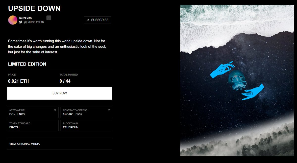 Hey artfam, I'll leave it here
Limited edition

UPSIDE DOWN
app.manifold.xyz/c/UpD

THE WISH ROOM
app.manifold.xyz/c/TWR

la0zz.eth.co #la0 #surrealart #collage #eth