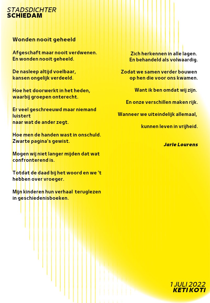 [REPOST] Wonden nooit geheeld 

#stadsdichter #schiedam #gedichten #poëzie #herdenkingsjaar #herdenking #afschaffing #slavernij #1juli #ketikoti