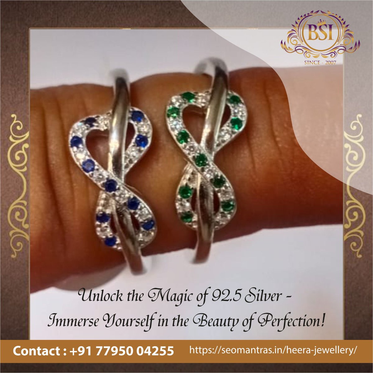 Heerajewelers's tweet image. 💫✨ Elevate your style with the timeless allure of 𝓢𝓲𝓵𝓿𝓮𝓻 𝓢𝓱𝓸𝓹𝔂! 💍💎 Discover enchanting silver jewelry that exudes elegance and charm. ✨🛍️💫

☎️ Call us at +91 77950 04255 or visit our website at silvershopy.in 💻

#ShopSilver #perfectring #silverlover