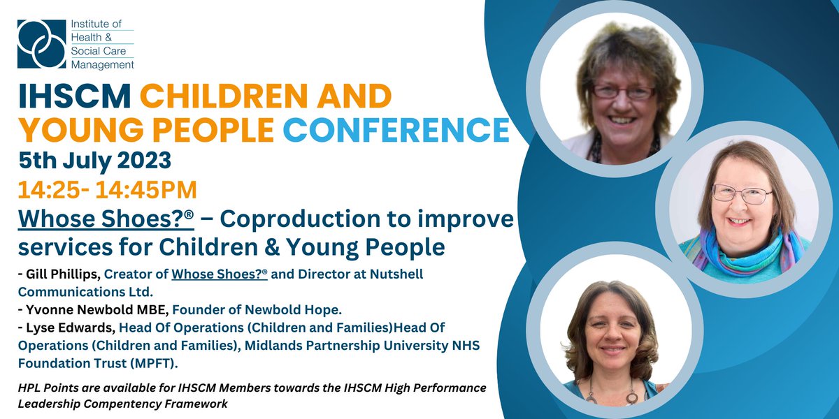 IHM_tweets's tweet photo. Join our Children & Young People Conference on 5th July 2.25pm to hear from creator Gill Phillips to find out how your org. could benefit from @WhoseShoes coproduction to improve services for children & families
REGISTER NOW: https://t.co/PvjoYeNnGg
@mpftnhs @YvonneNewbold https://t.co/KToZY2J5AV