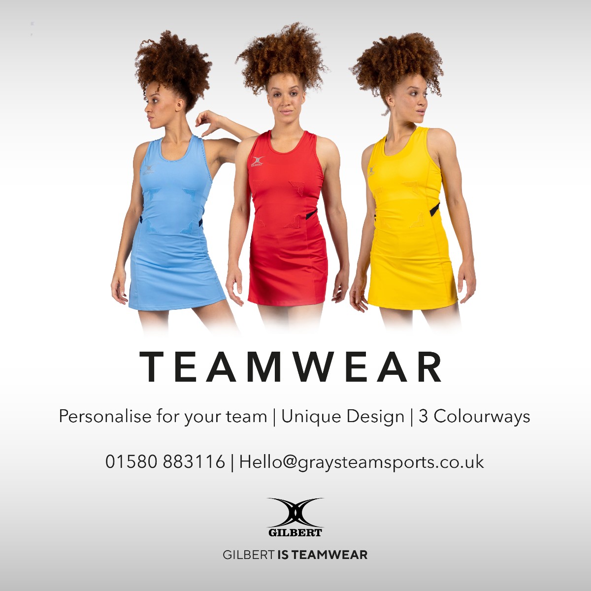 GilbertNetball's tweet image. Are you looking to design your own netball dresses? 🏐

Get in touch today and create your own team kit! 

#netball #netballtraining #sportswear
