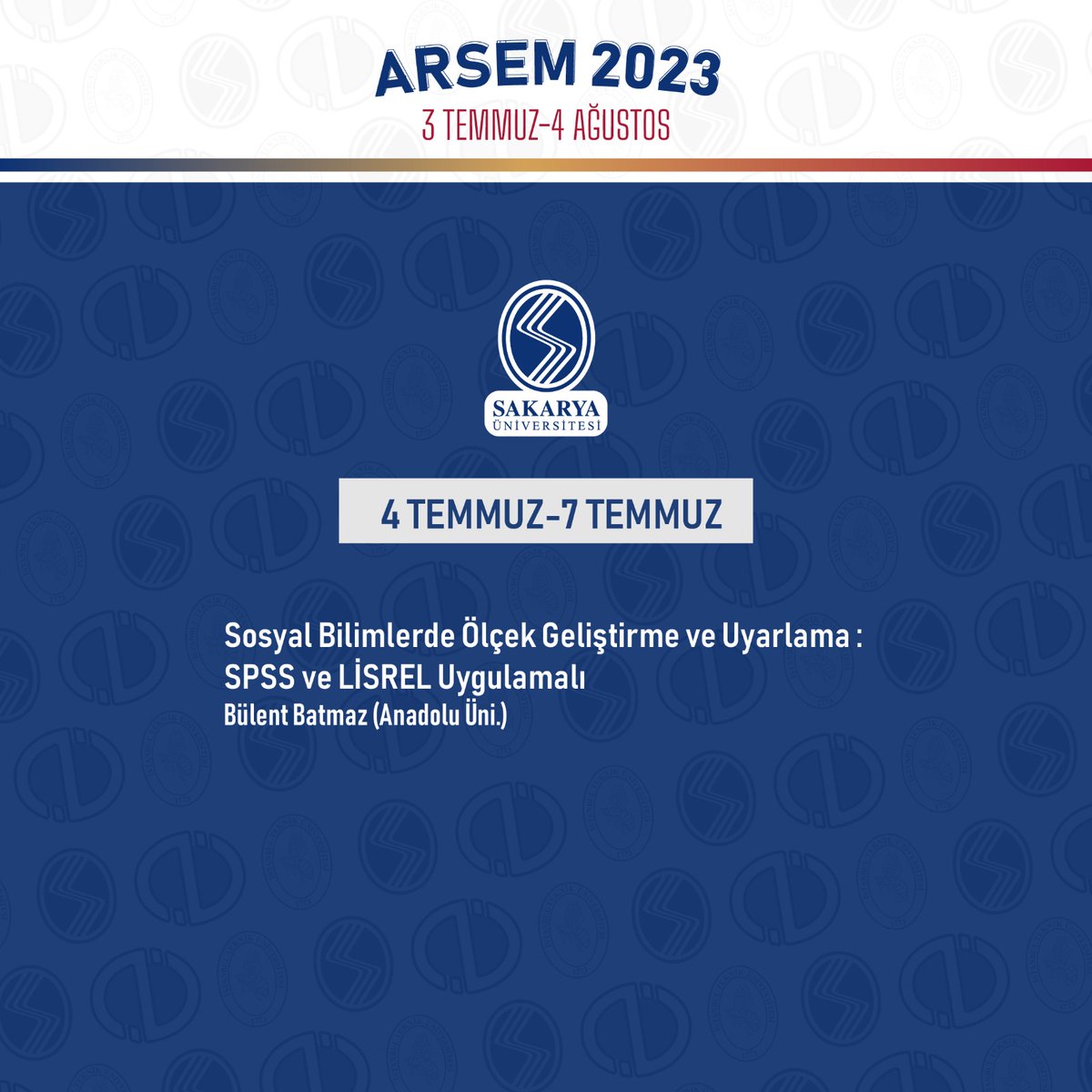Anadolu_Univ's tweet photo. Sakarya Üniversitesi, Anadolu Üniversitesi ve İstanbul Teknik Üniversitesi iş birliğiyle 3 Temmuz – 4 Ağustos 2023 tarihleri arasında düzenlenecek olan, ARSEM 2023-Yaz seminerleri hakkında detaylı bilgi için https://t.co/M2v18X9Jrv
#AnadoluÜniversitesi #ARSEM https://t.co/HGpAMZwYvg