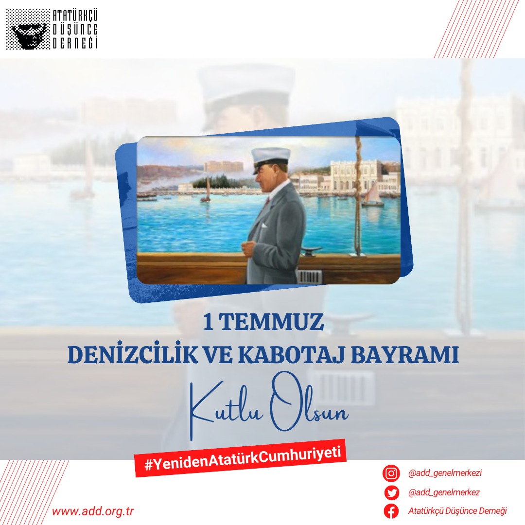 1 Temmuz 1926
TBMM de kabul edilen KABOTAJ KANUNU ile Osmanlı’nın kapitülasyonlar kapsamında yabancı ülkelere tanıdığı ayrıcalıklar ortadan kaldırılmış,karasularımızda deniz ticareti yapma hakkı Türk Vatandaşlarına verilmiştir.
Kutlu olsun!
#KabotajBayramı