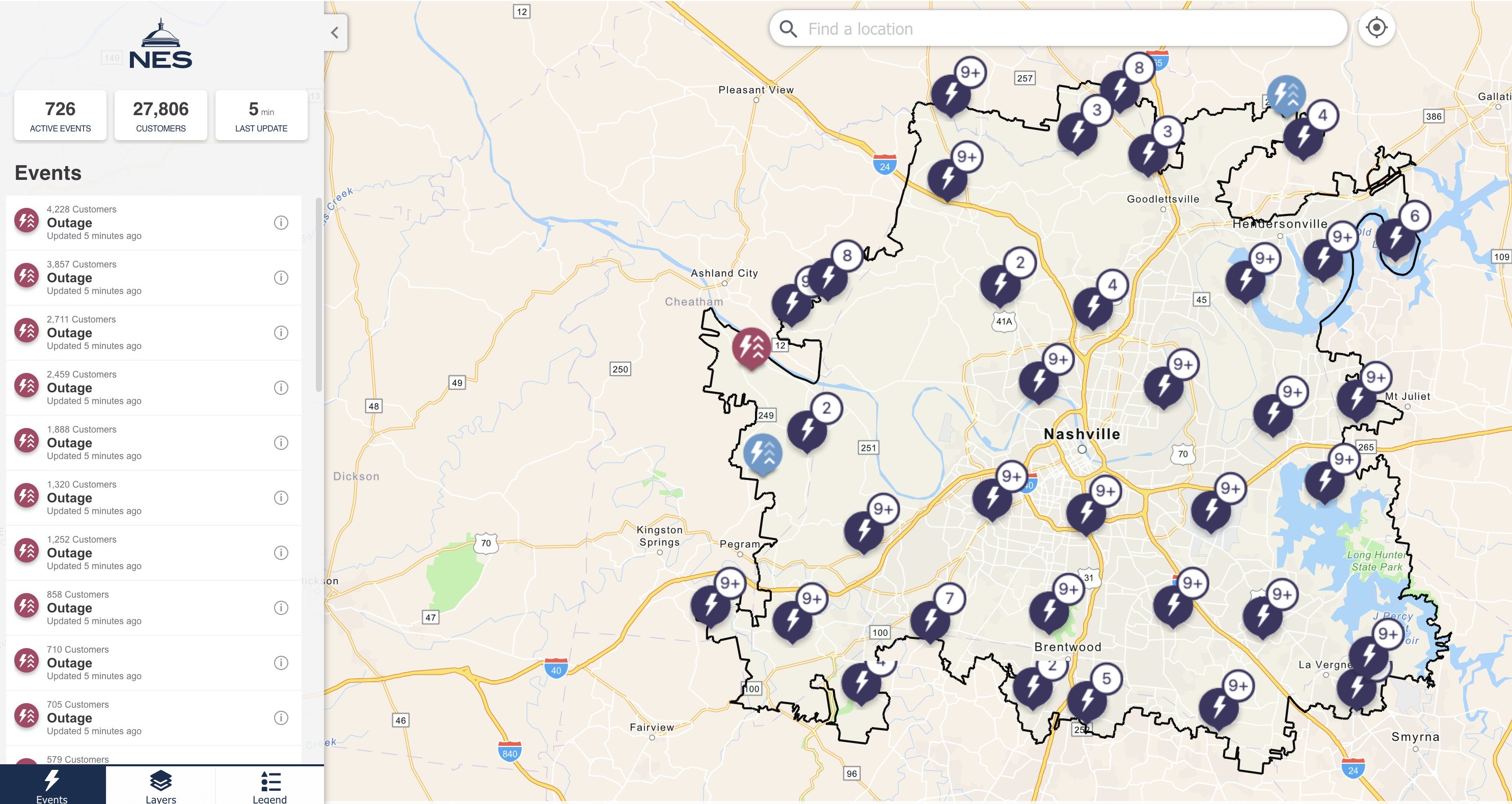Nashville Electric Service Power Outage Map Filide Winnifred
