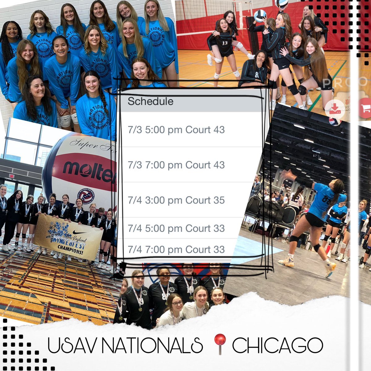 Schedule for days 1 &amp; 2  @ USAV National. See you there!! #88