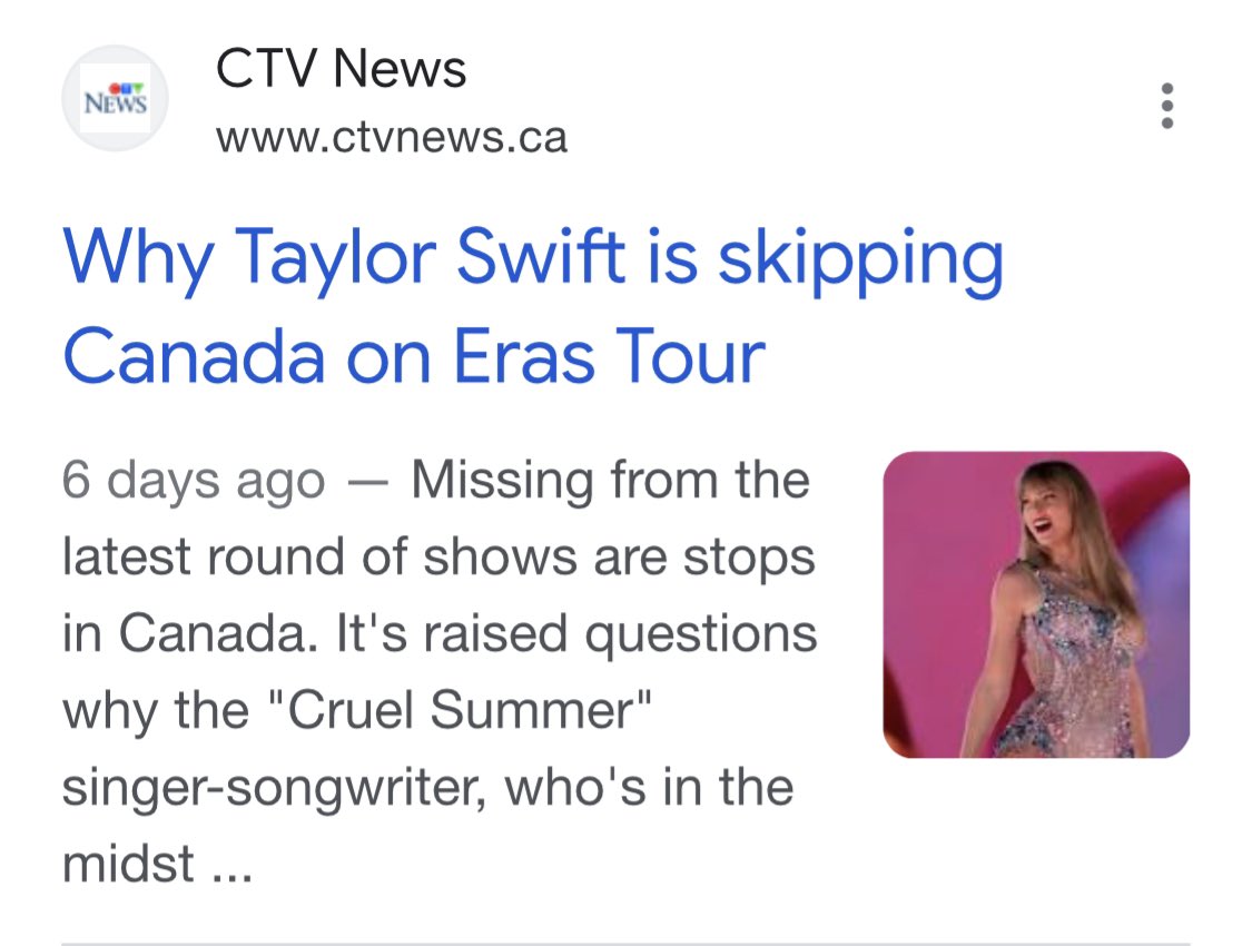 ExtraLars's tweet image. I dated Taylor Swift for a few months, I told her we should take a break, she said she’ll never perform in Canada again.

That’s totally on me, sorry about that.