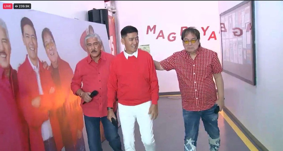 TV5manila's tweet photo. Pure emotions from the OGs of noontime shows. 🥺

WELCOME TO YOUR NEW HOME, TVJ! 

Panoorin ang pagbabalik ng #TVJ at #LegitDabarkads sa TV5 Philippines YouTube Channel: https://t.co/LL6HqGWVOK 📲

#TVJonTV5 #TVJMediaQuest #IBAngSayaPagSamaSama https://t.co/zC0O0BcY6w