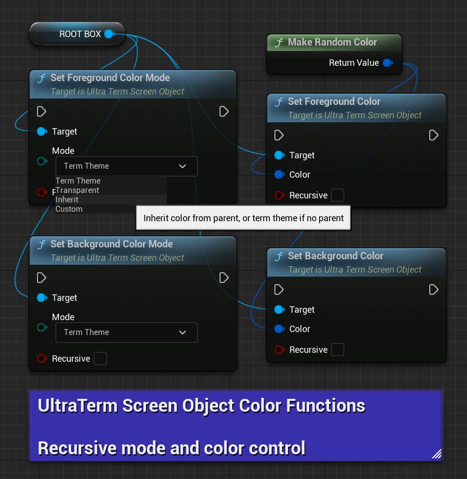 UltraTerm's tweet photo. New #UltraTerm feature: Screen Object Color Modes!

Set colors and modes recursively.

This makes it much easier to control the colors of nested Screen Objects (e.g. boxes full of text).

Color Modes: Term Theme, Transparent, Inherit, Custom https://t.co/FoDCOHxZSV