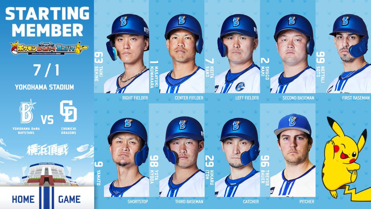 STARTING LINEUP.  

#ポケモンボールパークヨコハマ 
#baystars