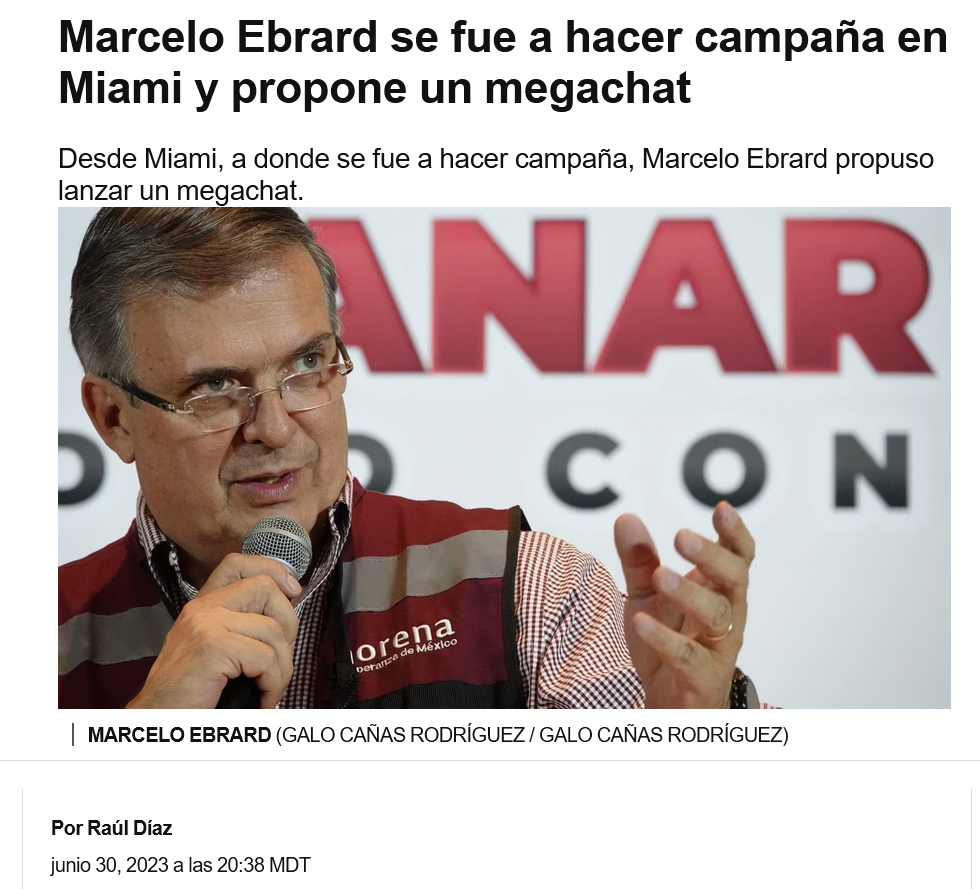 Hoy AMLO hablo de lo importante q es la movilización, para eso los mando a recorridos,a conocer al país,a escuchar al pueblo...

Y resulta que hoy marcelo tuvo otra de sus sesudas ocurrencias, un MEGACHAT para combatir a los gringos anti migrantes! 

Ni el PAN se atrevió a tanto.