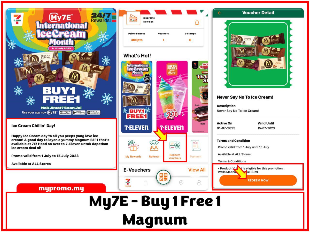 My7E Buy 1 Free 1 Magnum Ice Cream 7-Eleven 