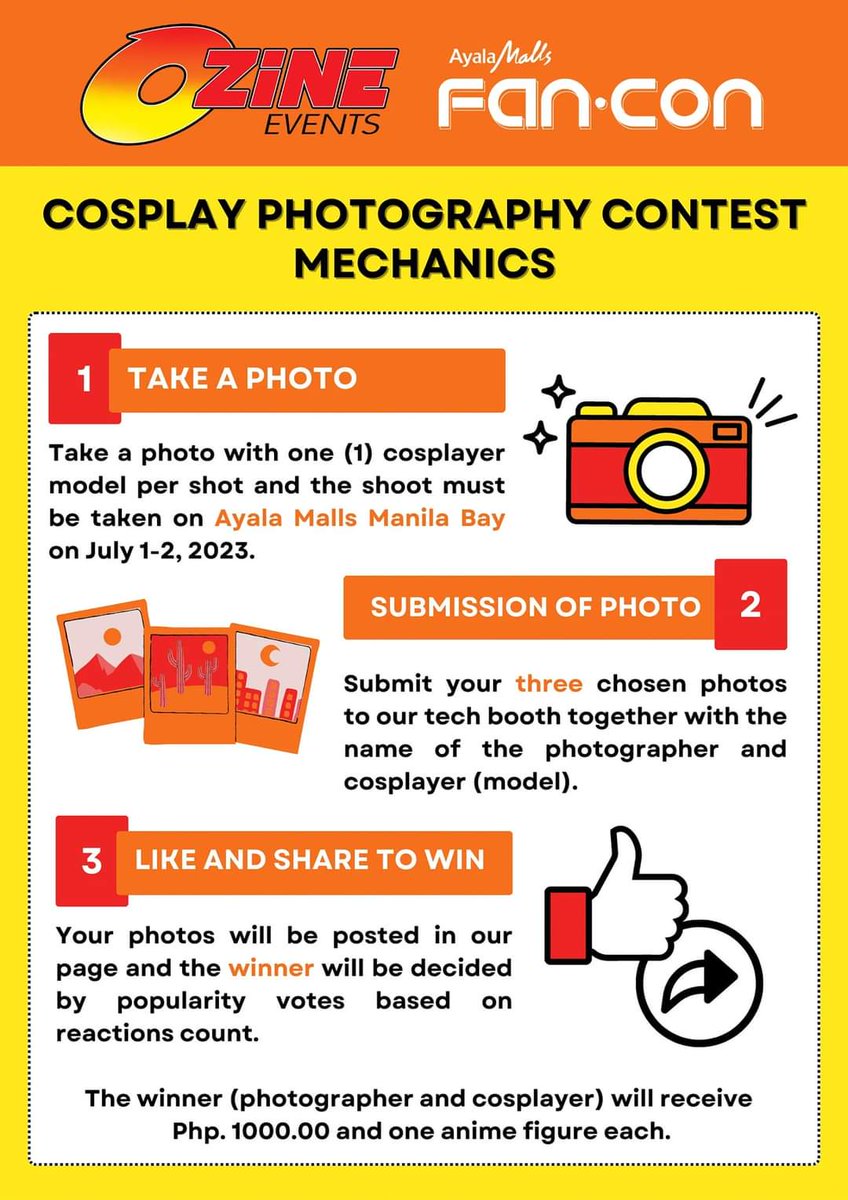 As you already know from the our community server, we have a Cosplay Photography Contest! Submissions are open July 1 until July 2 only! Photos must be taken within Ayala Malls Manila Bay from today until tomorrow afternoon.

We also have the OZINE DISCORD COMMUNITY RAFFLE!