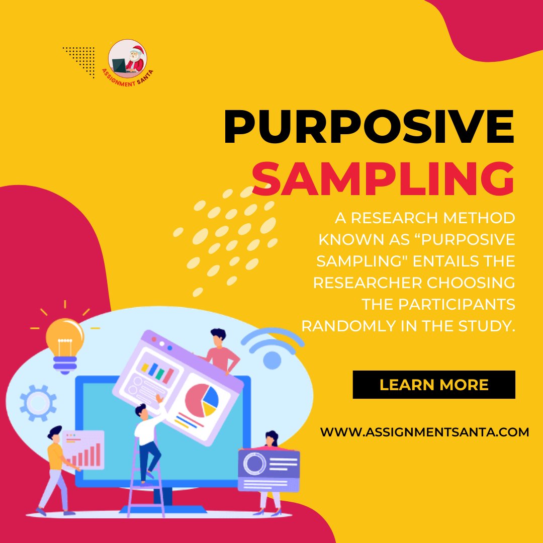 AssignmentSanta's tweet image. For More: bit.ly/44cWyao
A research method known as “purposive sampling&quot; entails the researcher choosing the participants randomly in the study.
#researchmethod #purposivesampling #assignmentsanta