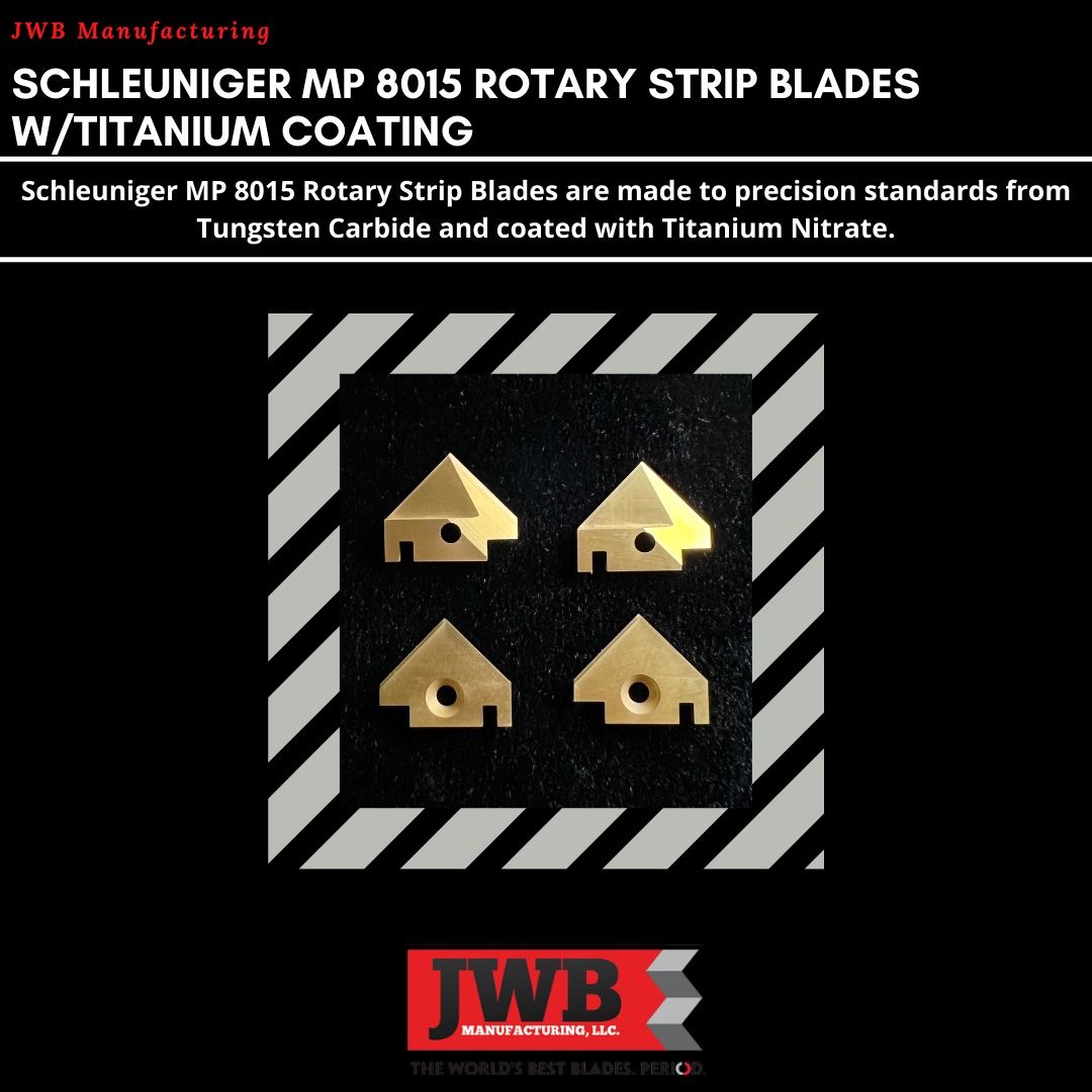 Purchase Today ‼️ Schleuniger MP 8015 Rotary Strip Blades are made to precision standards from Tungsten Carbide and coated with Titanium Nitrate.

This product sells in a set of 4 blades w/Titanium Coating. OEM #CXP-8015-014C

Purchase Link:
bit.ly/8015JWB