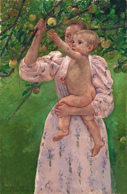 #BuongiornoATutti amici🍑 #GoodMorning #Friends 🍃 I wish you all a happy July of peace and serenity 🕊 #1Luglio 🍀 #SaturdayMorning 🌸 #SaturdayMood 🍏 #Artlovers 💐 #Art #Artist Mary Cassat Baby reaching for an apple, 1893