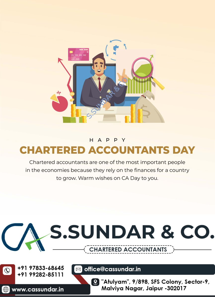cassundar_2011's tweet photo. "Today, we celebrate the accomplishments of chartered accountants and their contributions to the financial world. Happy Chartered Accountant Day!#CADay2023 https://t.co/crttsNGvTn