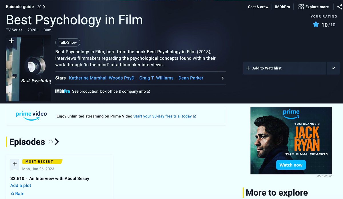 Best Psychology in Film has been such a joyful project!  It’s wonderful to see Season 2 come to a close and recognize all of the talented #filmmakers who make this show a reality! See them on Best Psychology in Film imdb page. #film #filmfestival #cinema #filmdirectors #films