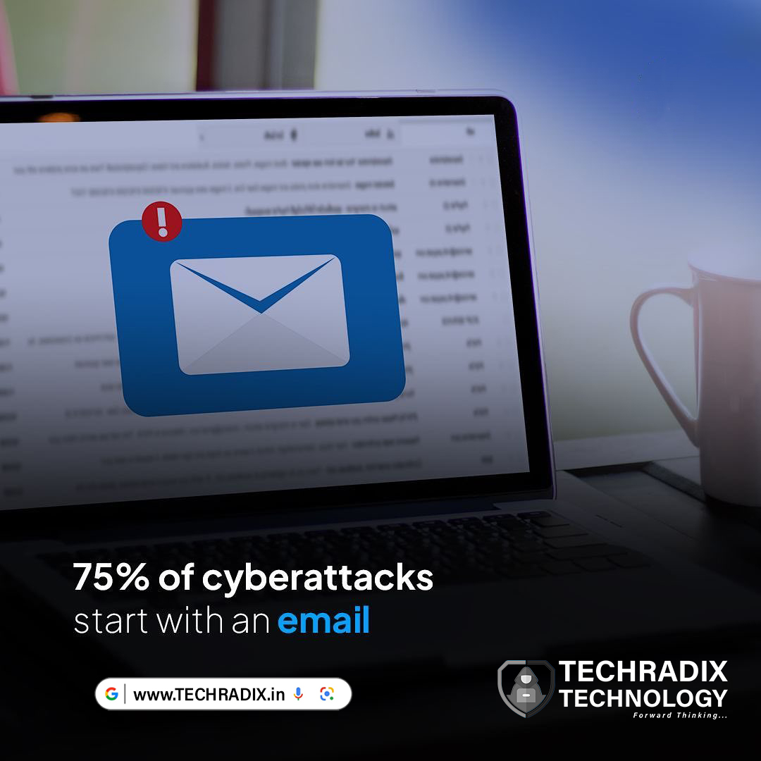 According to a report by Verizon, around 75% of all #databreaches in organizations begin with a #phishing email.
 #cyberattacks. #techradix #ITTrainingInstitute #cybersecuritytraining #cyberknowledge #EthicalHacker #securitytools #surat