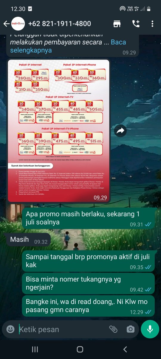 Admin babi indihome cabang kudus, mo pasang indihome malah di read doang,.