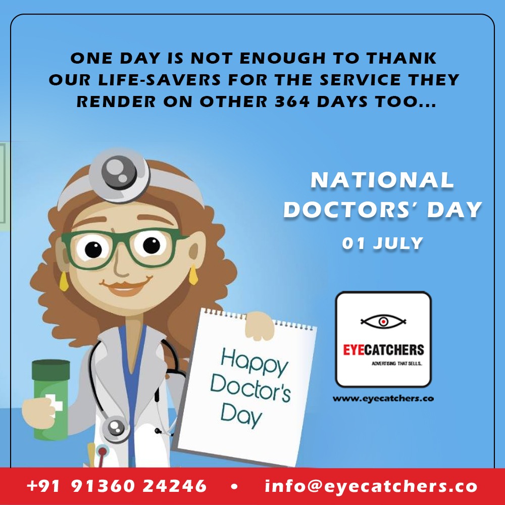 ONE DAY IS NOT ENOUGH TO THANK OUR LIFE-SAVERS FOR THE SERVICE THEY RENDER ON OTHER 364 DAYS TOO..
.
#NATIONALDOCTORSDAY
.
9136024246
info@eyecatchers.co
eyecatchers.co

#Eyecatchers #Advertising #Branding #CreativeSolutions #DigitalMarketing #Doctorsday #Doctors